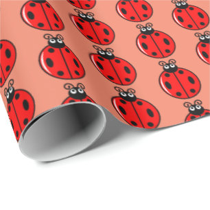 Drie Kleine Lieveheersbeestjes - Mat Papiersierpap Cadeaupapier