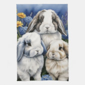 Drie kleine luskonijntjes theedoek (Verticaal)