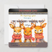 Drie kleine rendieren Kerstfeest uitnodiging (Voorkant)