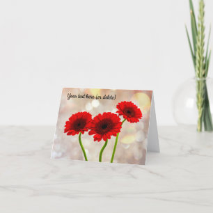 Drie Kleine Rode Gerbera's Vouwbare Wenskaart Bedankkaart