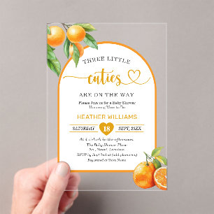 Drie kleine schatten zijn op komst Baby Shower Acryl Uitnodigingen
