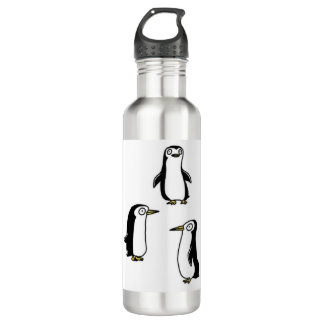drie kleine schattige pinguïn waterfles 
