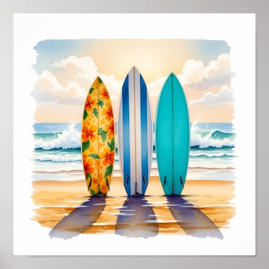 Drie kleine surfplanken poster (Voorkant)