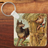 Drie kleine Varkens Big Bad Wolf,  Fairy Tale Sleutelhanger (Voorkant)