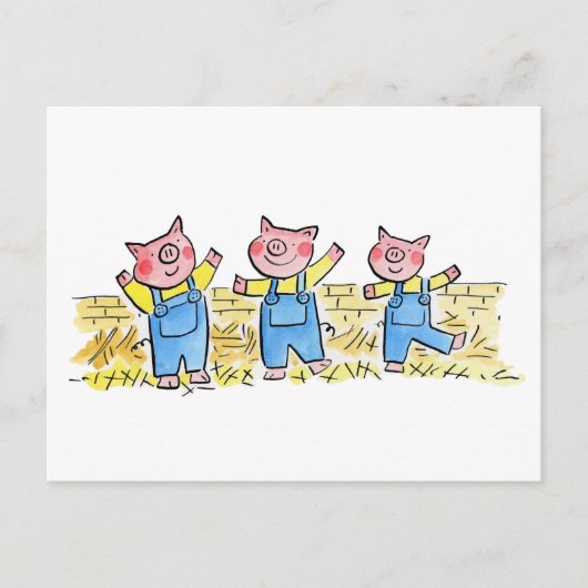 Drie kleine varkens briefkaart (Voorkant)