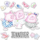 Drie kleine Varkens Custom Sticker Set (Voorkant)