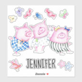 Drie kleine Varkens Custom Sticker Set (Vel)