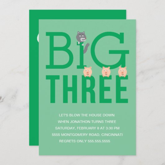 Drie kleine Varkens Derde Uitnodiging van de Dag (Voorkant / Achterkant)