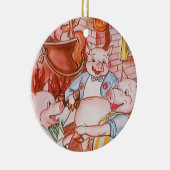 Drie kleine Varkens die wolf koken,  feiale tale Keramisch Ornament (Rechts)