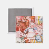 Drie kleine Varkens die wolf koken,  feiale tale Magneet (Voorkant / Achterkant)