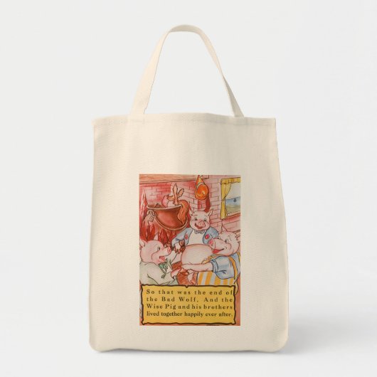 Drie kleine Varkens die wolf koken,  feiale tale Tote Bag (Voorkant)