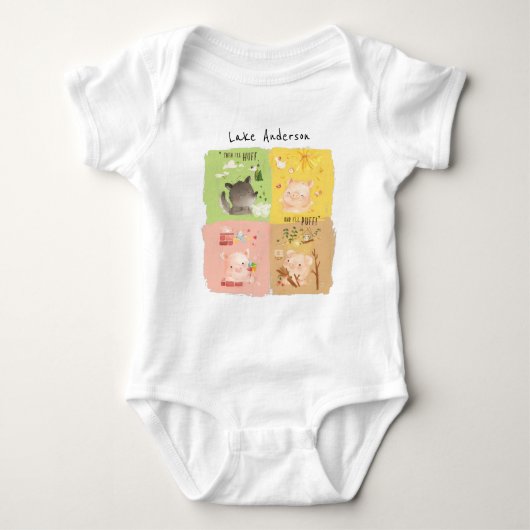 Drie kleine varkens en Big Bad Wolf Romper (Voorkant)