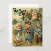Drie kleine Varkens Fairy Tale Kaart (Voorkant / Achterkant)
