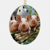 Drie kleine varkens keramisch ornament (Rechts)