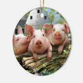Drie kleine varkens keramisch ornament (Links)