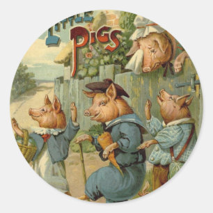 Drie Kleine Varkens Oude Sprookje Ronde Sticker