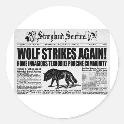 Drie kleine varkens ronde sticker (Voorkant)