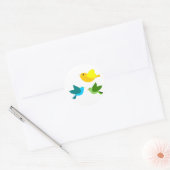 Drie kleine vogels ronde sticker (Envelop)