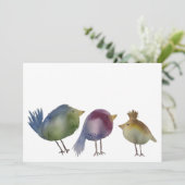 Drie kleine vogeltjes, Waterverf schilderij Bedankkaart (Staand voorkant)