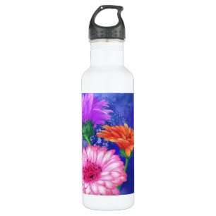 Drie kleur Gerberas water flessenschilders Waterfles