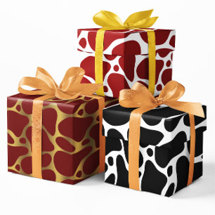 Drie kleuren abstract girafpatroon inpakpapier vel