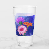 Drie kleuren Gerberas glas (Achterkant)