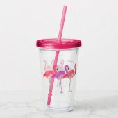 Drie kleurrijke Flamingos gepersonaliseerd Acryl Drinkbeker (Achterkant)
