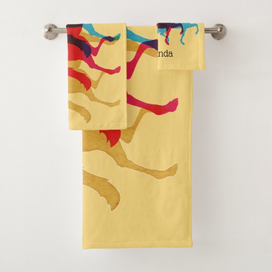 Drie kleurrijke paardendoekset bad handdoek (Insitu)