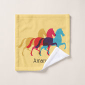 Drie kleurrijke paardendoekset bad handdoek (Wasdoekje)