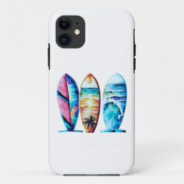 Drie kleurrijke Waterverf Surfboards iPhone 11 Hoesje