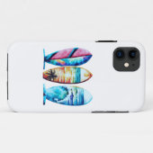 Drie kleurrijke Waterverf Surfboards Case-Mate iPhone Case (Achterkant (horizontaal))