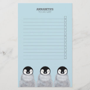 Drie knuppende Baby pinguïnkuikens om een lijst op Briefpapier
