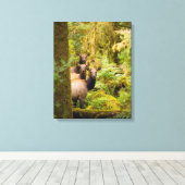 drie Koeien van roosevelt elk over Uitzicht Canvas Afdruk (Insitu (Houten vloer))