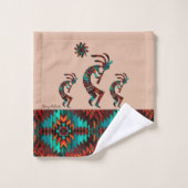 Drie Kokopelli speelt de flank Bad Handdoek (Wasdoekje)