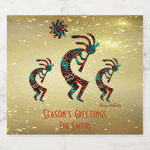 Drie Kokopelli-spelflute Sparkling Wijnetiket (Enkel label)