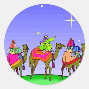 Drie Koningen volgen de Ster van Kerstmis Ronde Sticker