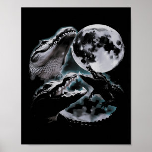 Drie Krokodillen Maan Grappig 3 Alligator Dode Maa Poster
