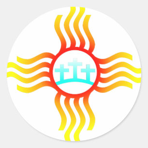 Drie kruisen in New Mexico Zia Ronde Sticker