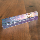 Drie kruisen Sunset Church Pastor Naambordje (Zijkant)