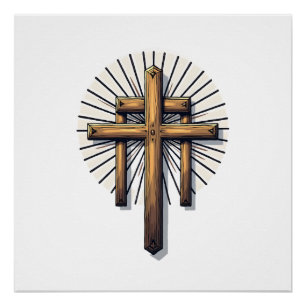 Drie Kruisen Vintage Gravure Faith T-shirt (1) Perfect Poster