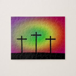 Drie kruisingen gloed legpuzzel