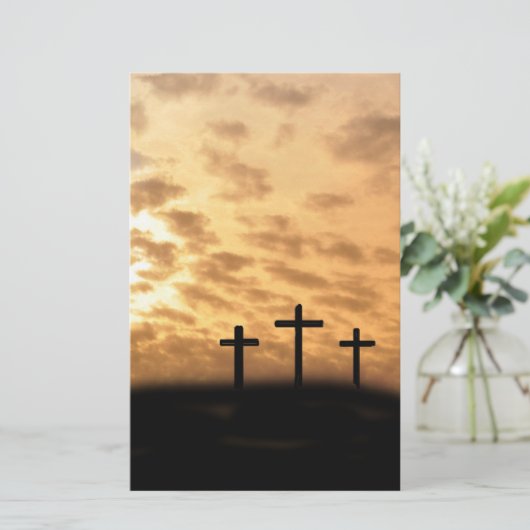 Drie kruisingen met een Sunset Easter Briefpapier (Staand voorkant)