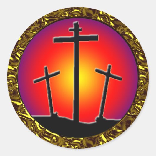 DRIE KRUISINGEN RONDE STICKER (Voorkant)