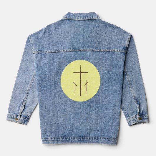 Drie kruizen op Calvarie Denim Jacket (Achterkant)