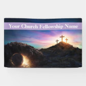 Drie Kruizen Zonsondergang Paaskerk Spandoek (Horizontaal)