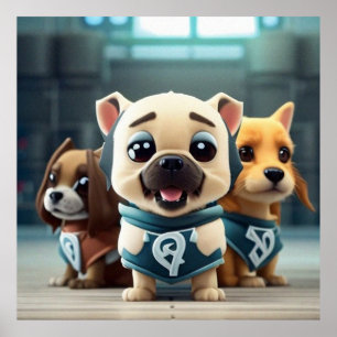 Drie Kute kleine puppies die voor de camera neerze Poster