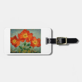 Drie label met rode papavers bagagelabel