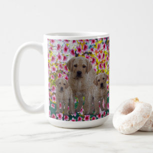 Drie labrador Puppies Oil geverfd, Koffiemok