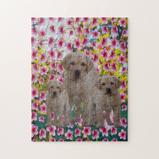 Drie labrador Puppies Oil geverfd, Legpuzzel (Verticaal)