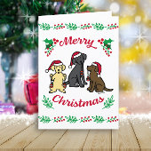 Drie Labradors en Kerstversiering Feestdagen Kaart